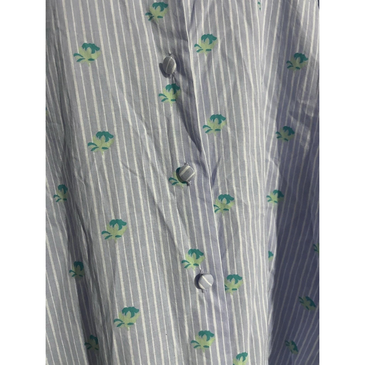 Zara Button-Up Womens S Blue Striped Balloon Sleeve Collared Cotton Relaxed