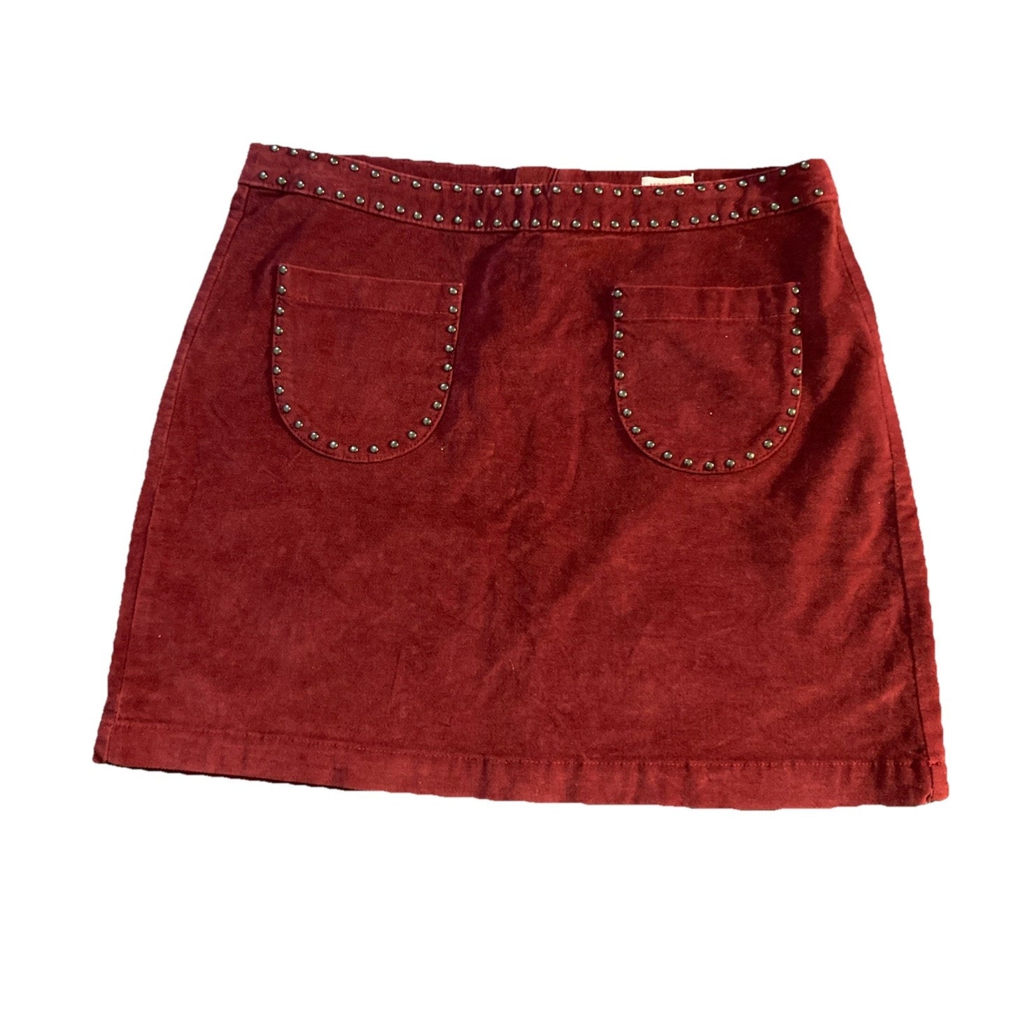 Vintage Studded Mini Skirt 10 Burgundy Y2K Chic Grunge Skater 80’s Rock Mossimo