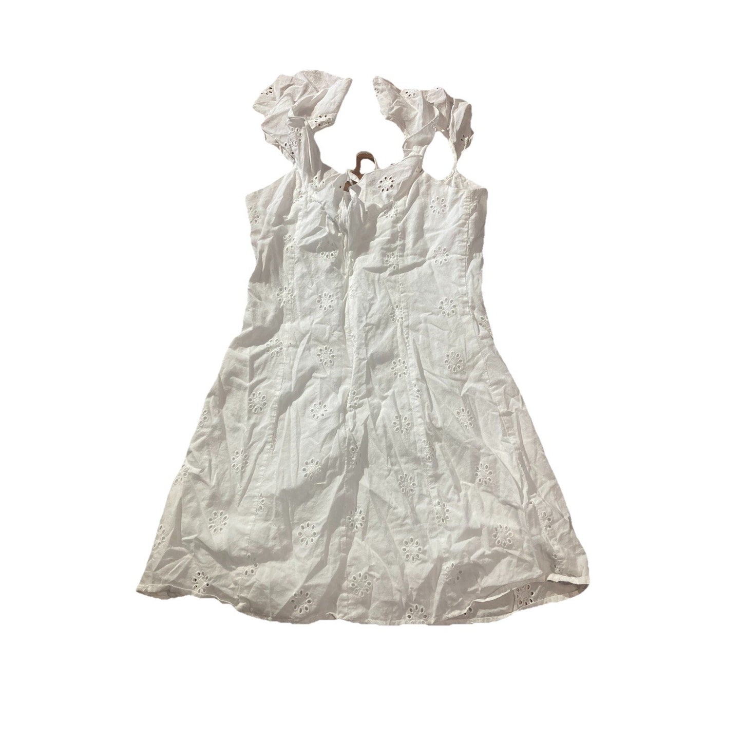 Princess Polly Womens US Size 8 White Cotton Eyelet Flower Mini Dress