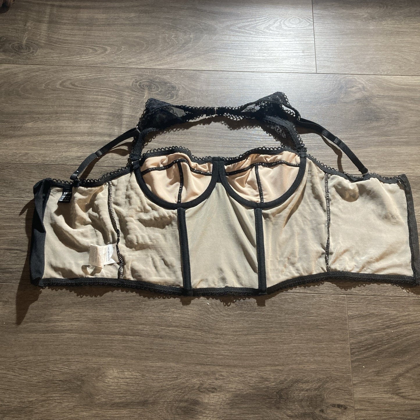 Lace Overlay Bralette Small Size 4 With Lace Accents Boned Corset Woman’s SHEIN