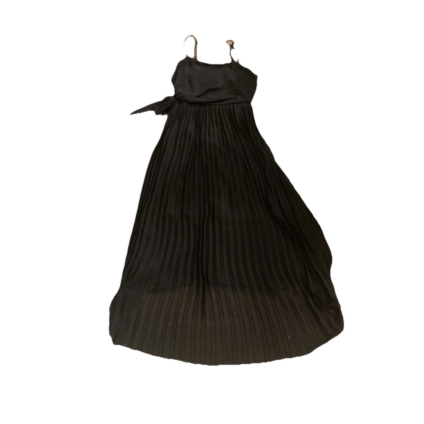 Favlux Maxi Dress Women's M Black Pleated Long Length Sleeveless A Line Wrap Tie