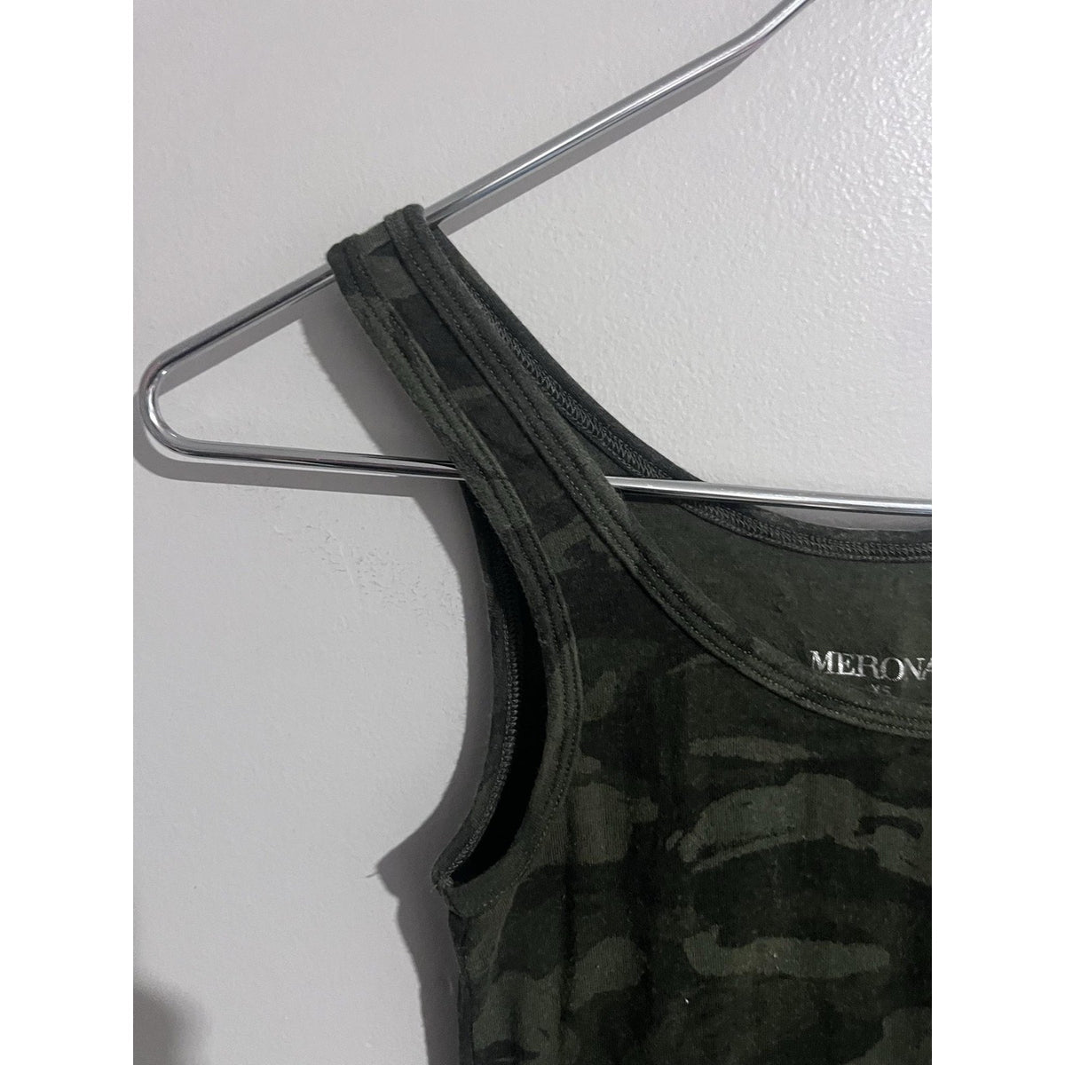Merona Dress Womens XS Green Camouflage Tank Dress Short Scoop Neck Jersey