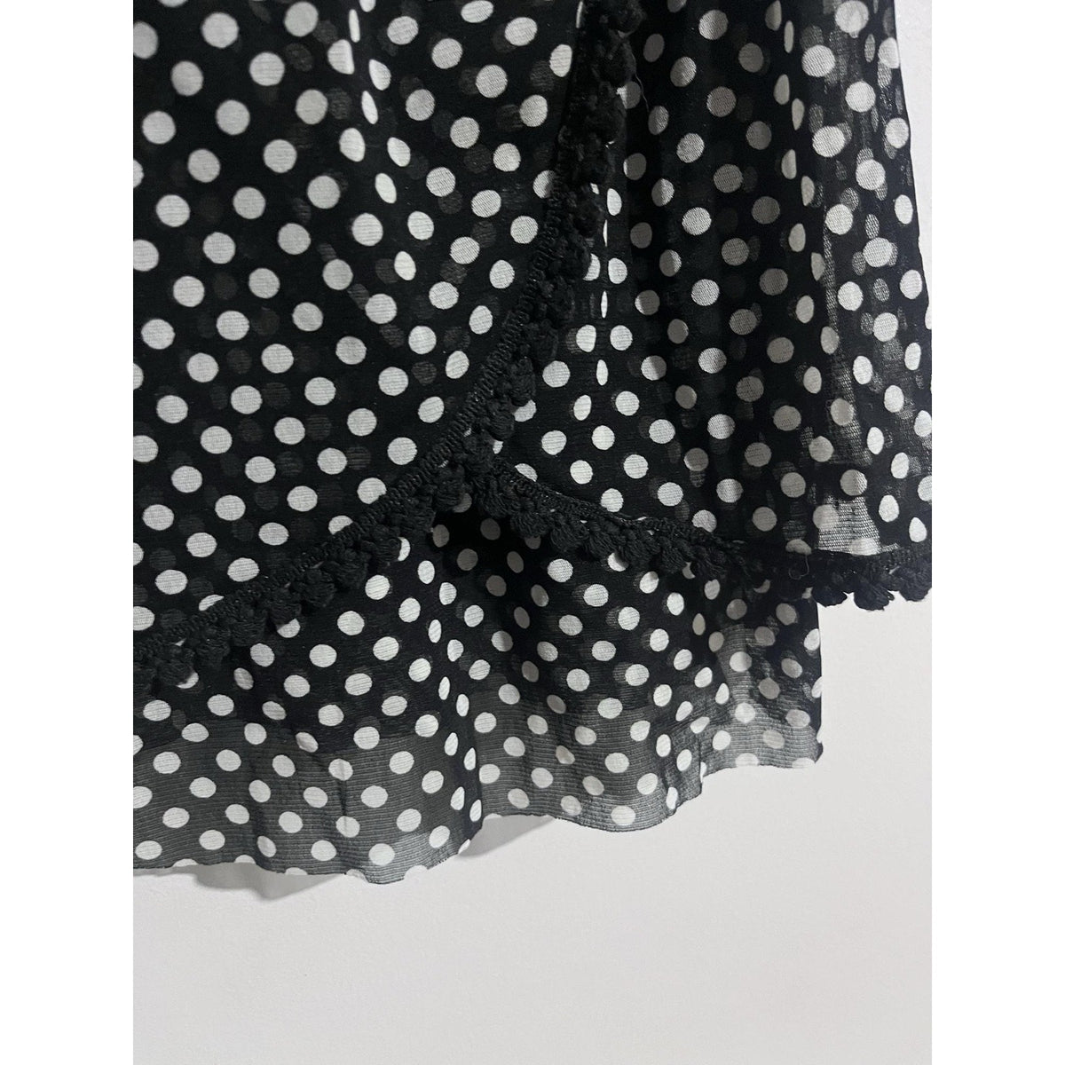 INC International Concepts Tank Womens S Black Polka Dot Sheer Ruffle Chiffon