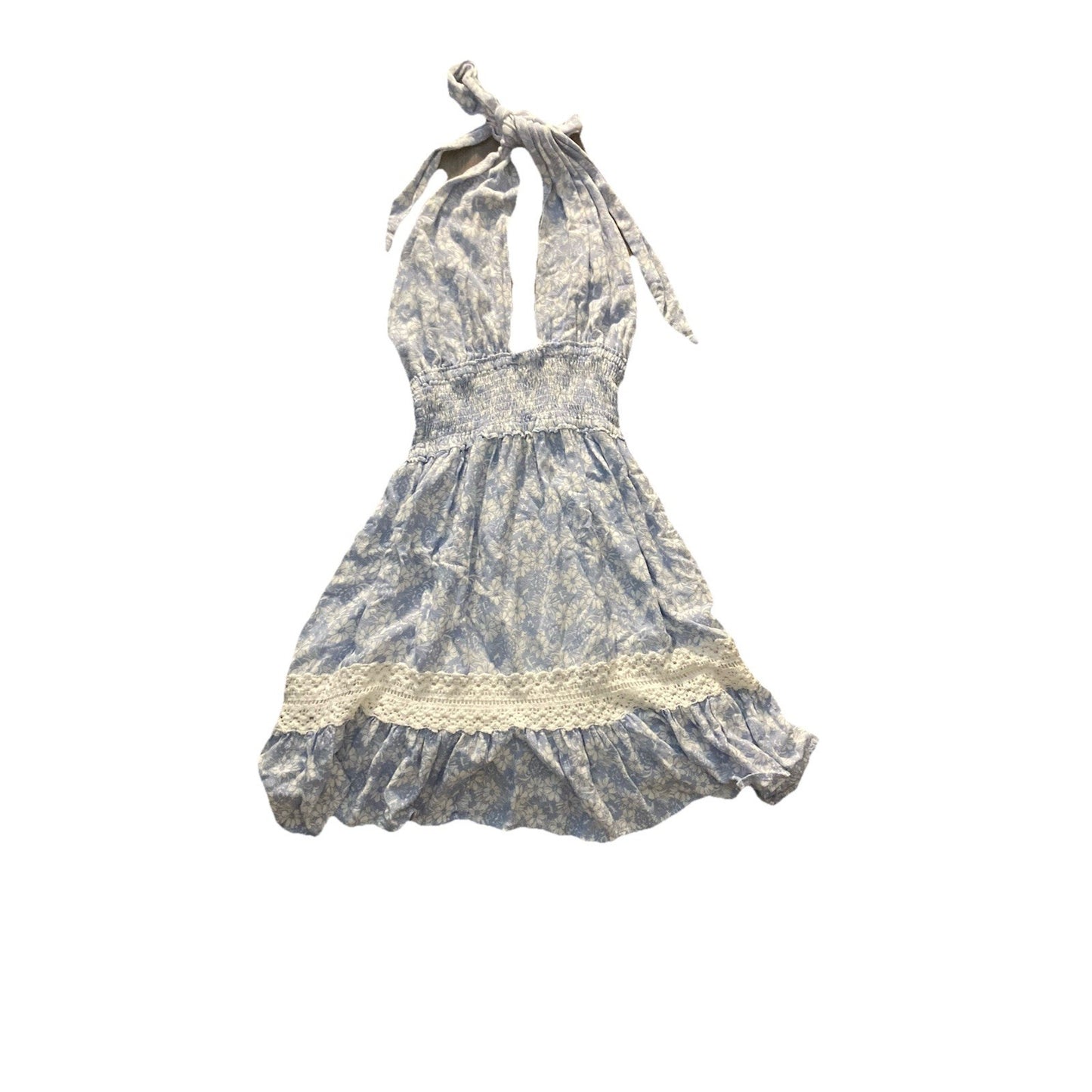 Ocean Drive Waist Cinched Halter Floral Mini Dress Women’s Size M Beach Chic