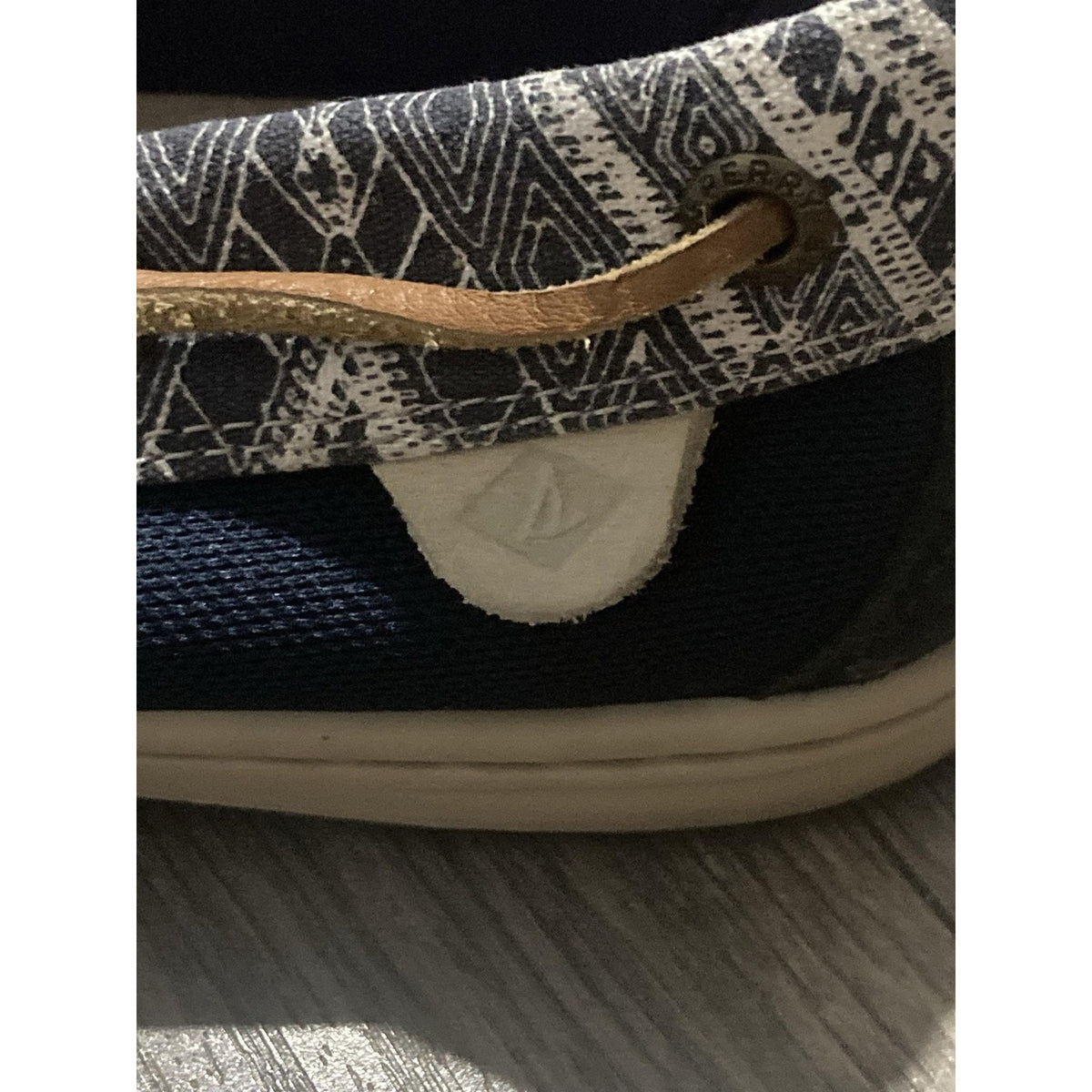 SPERRY Boat Shoe Womens 11M Blue Leather Canvas Comfort Non-Slip STS97218