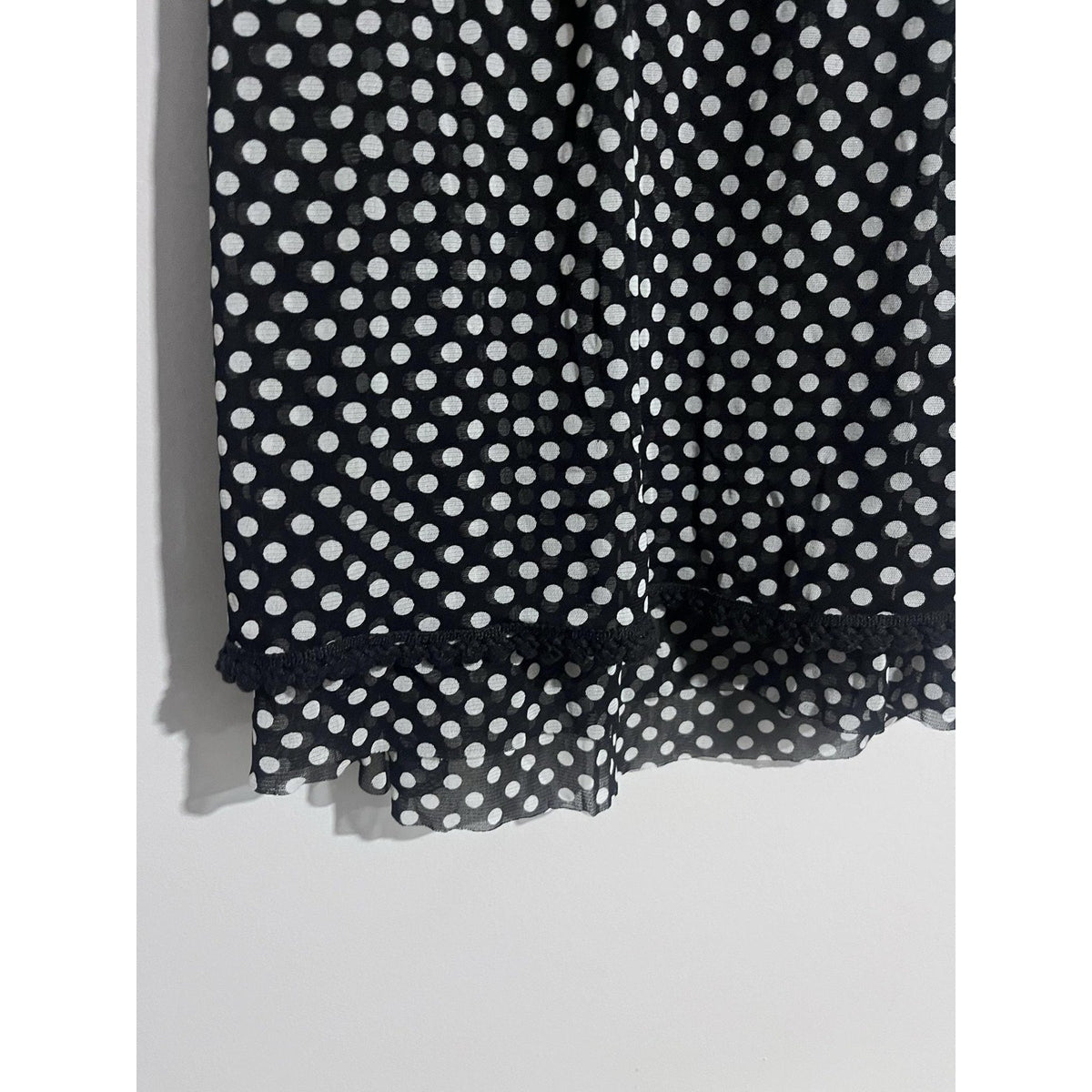 INC International Concepts Tank Womens S Black Polka Dot Sheer Ruffle Chiffon
