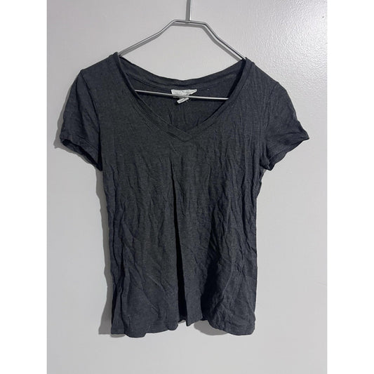 FOREVER 21 T-Shirt Womens S Gray V-Neck Short Sleeve Slim Jersey Basic