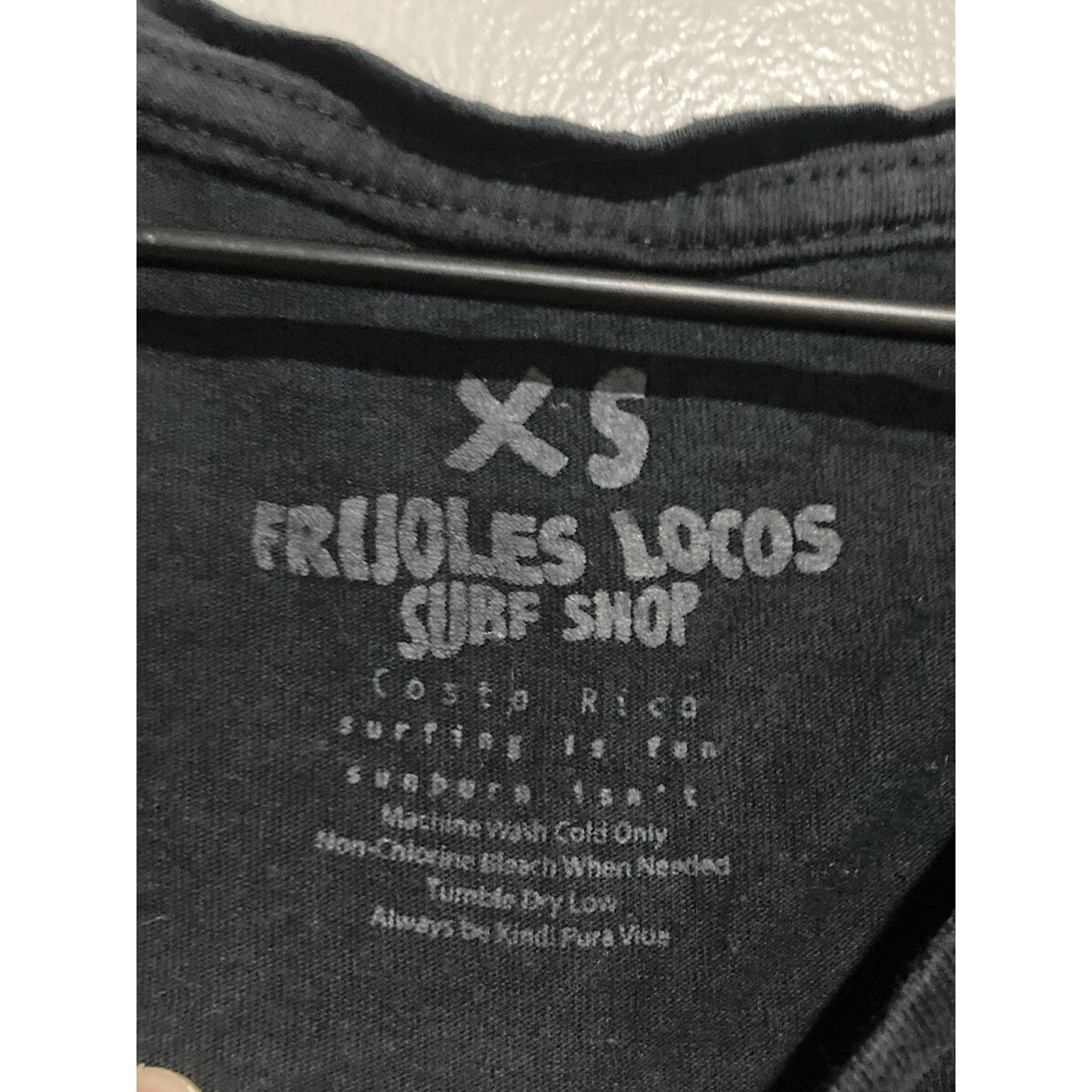 Frijoles Locos Surf Shop Costa Rica Crop Top Size XS Black Logo Graphic