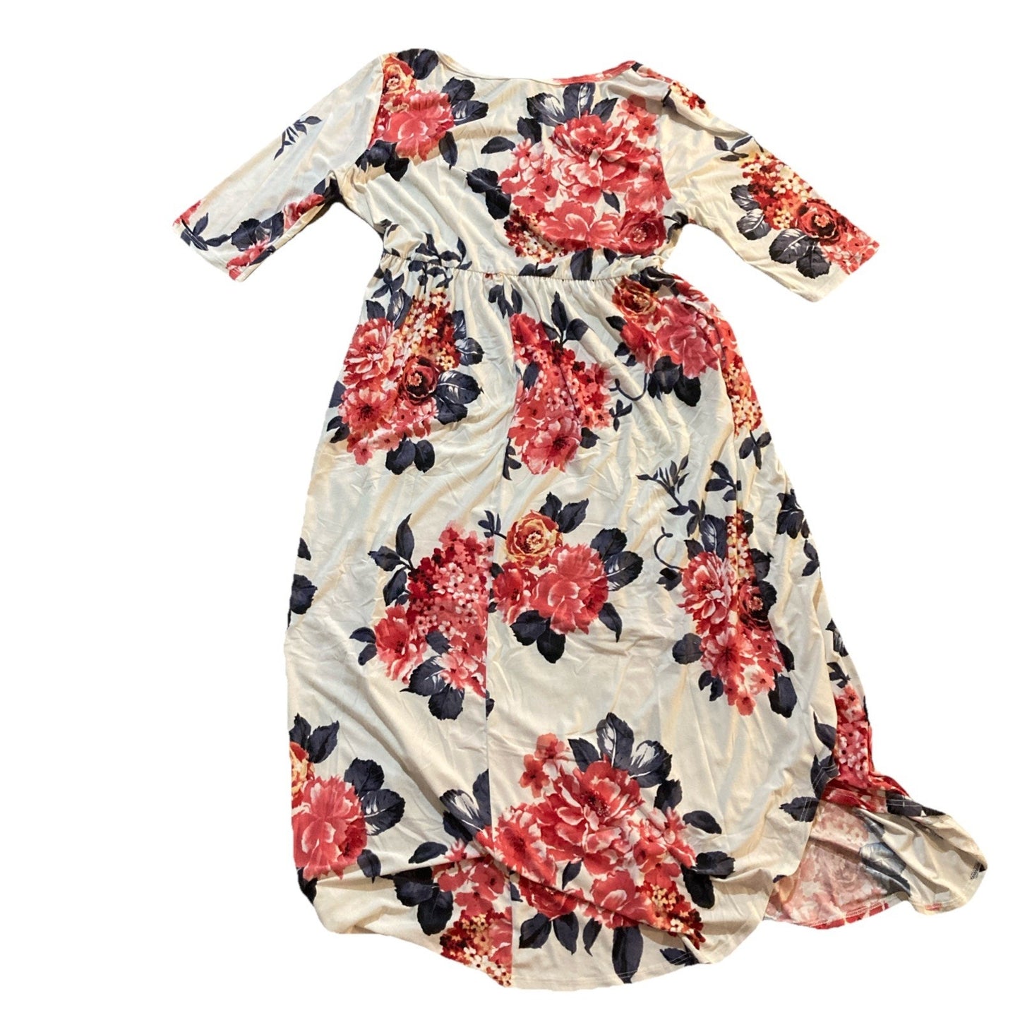Boho Beach White Floral DISCOUNT DIVAS Flow Stretch Dress Womens Size M POCKETS