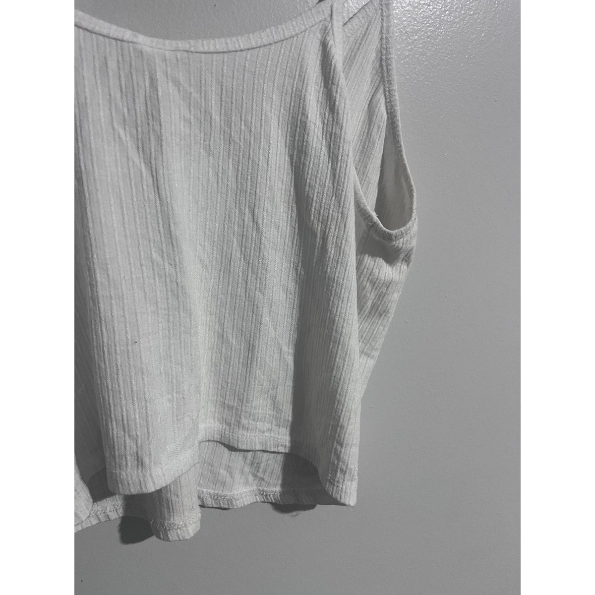 Destined Tank Womens XL White V-Neck Strappy Ribbed Knit Stretch Casual Summer