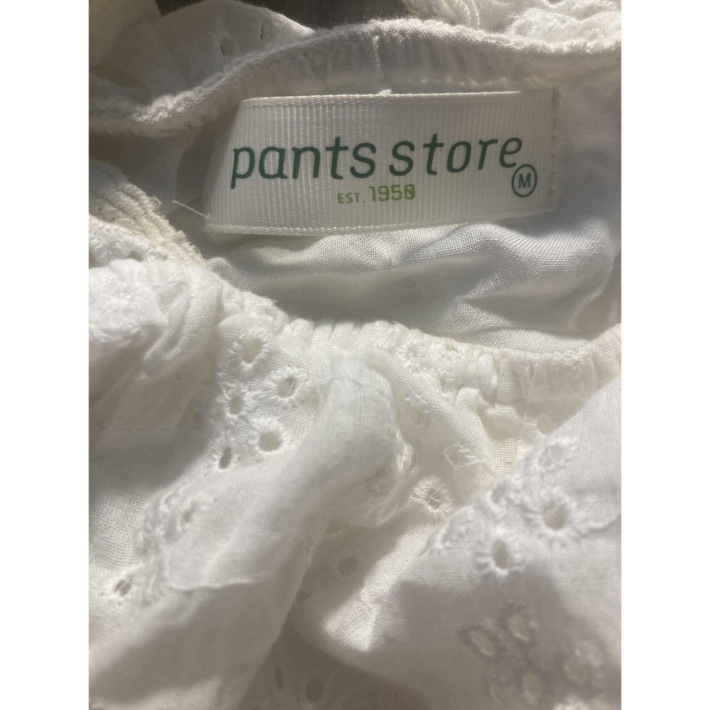 Pants Store Tank Top Womens M White Lace Eyelet Ruffle Tie Strap Boho Camisole