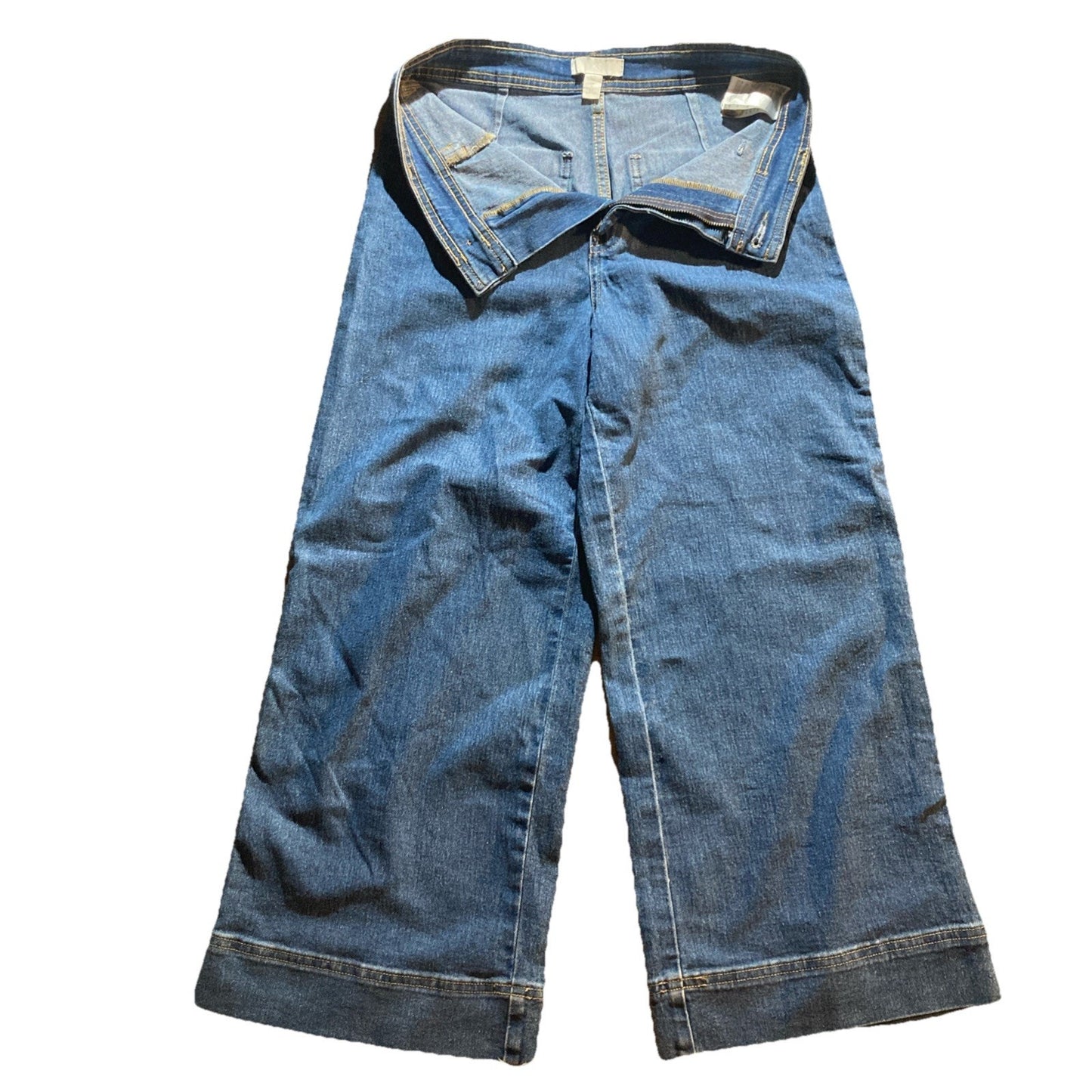 H&M Women’s Wide Straight Leg Crop Jeans 6 Blue Casual Dressy Brunch Date