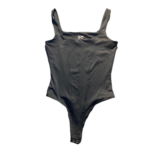 SO Women’s Bodysuit Black Size Small Tank Top Snap Close Thong Contouring Soft