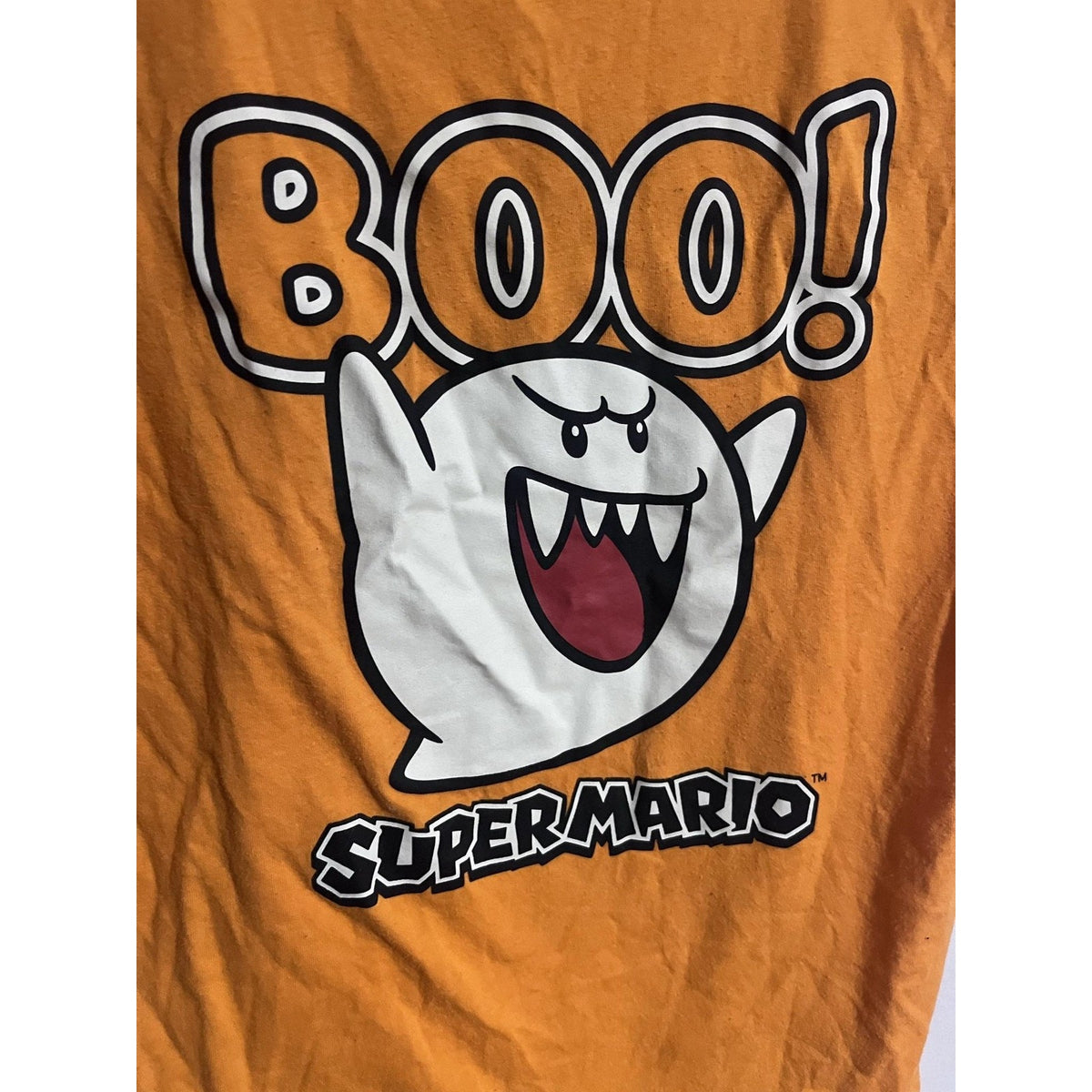 Super Mario Shirt M Orange Short Sleeve Graphic Crew Neck Tagless