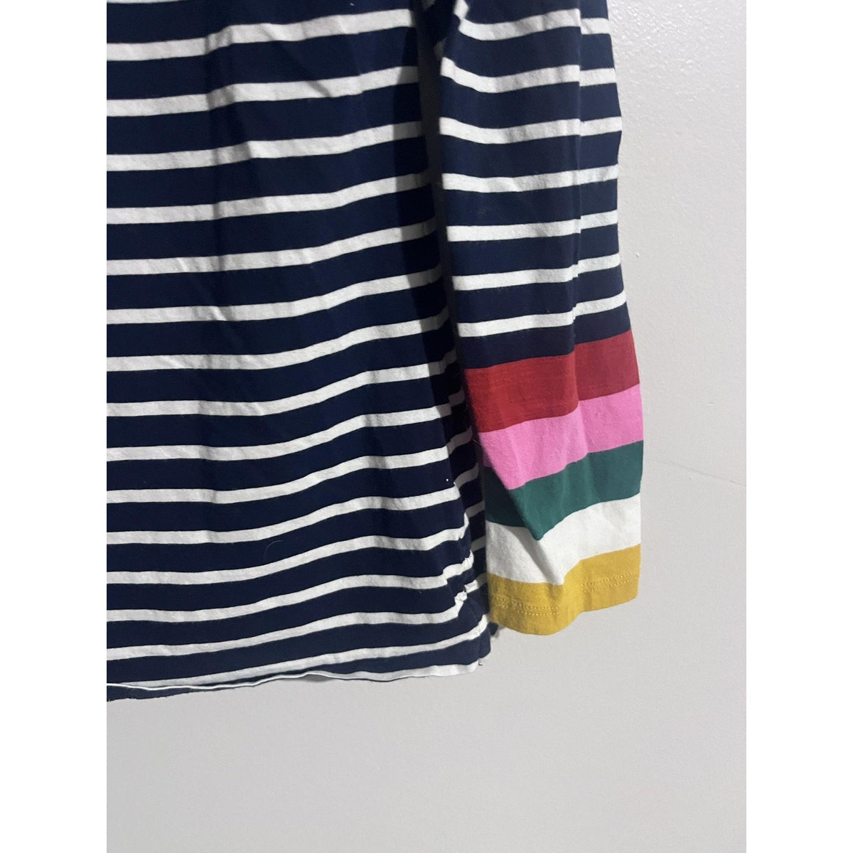 Boden T-Shirt Womens 4 Blue Striped Boat Neck Jersey Embroidered Casual