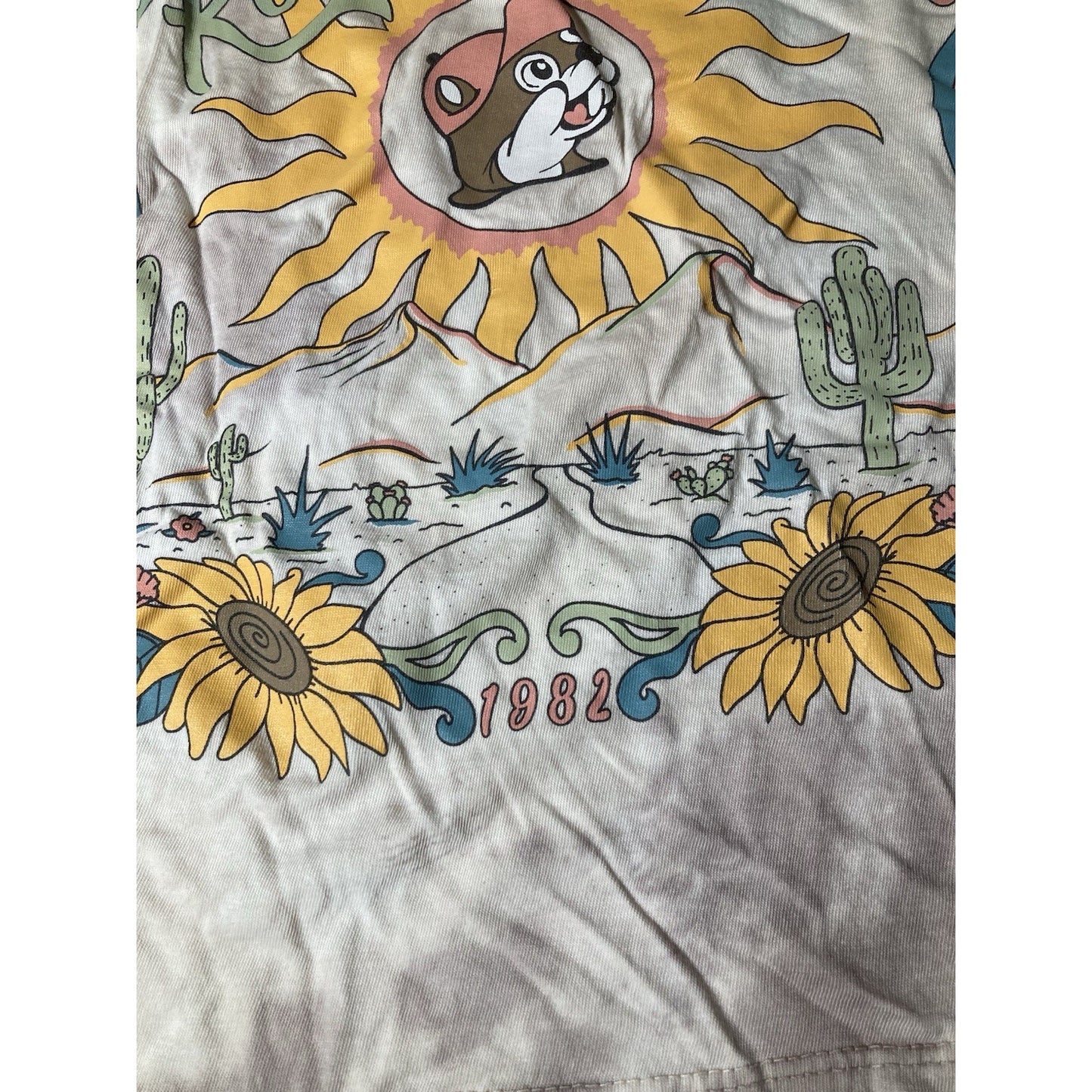 Bucees Crop Top Tie Dye Road Trippin Graphic Sunflower Gas Station T Shirt