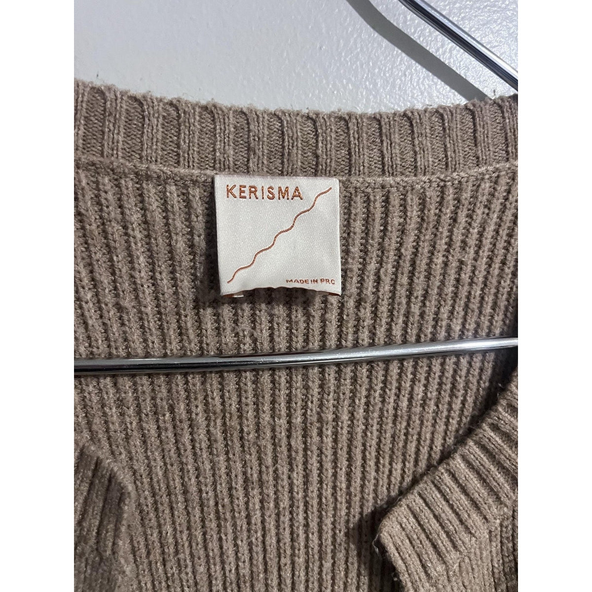 KERISMA Vest Womens S/M Beige Chunky-Knit Open Pocket Sweater Casual Relaxed