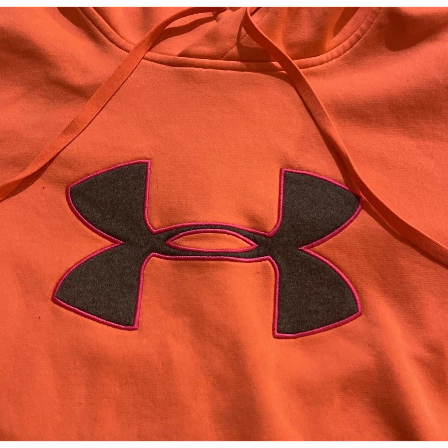 Under Armour Women's Coral Orange Gym Pullover Hoodie Fleece Size L Long Sleeve
