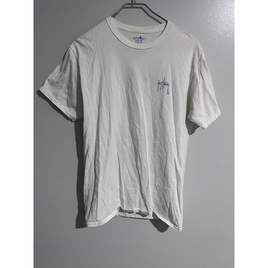 Guy Harvey Shirt Mens M White Short Sleeve Graphic Fish Back Print Cotton