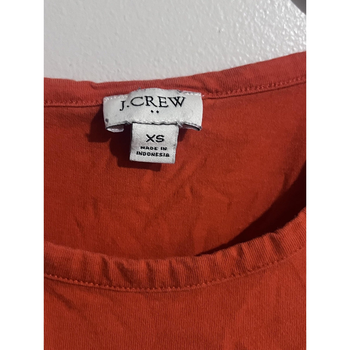 J.CREW Tank Sleeveless Womens XS Orange Ruffle Eyelet Hem Crew Neck 100% Cotton
