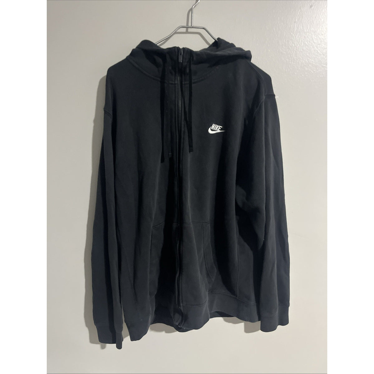 Nike Hoodie Mens XL Black Full Zip Fleece Sweatshirt Swoosh Logo Casual