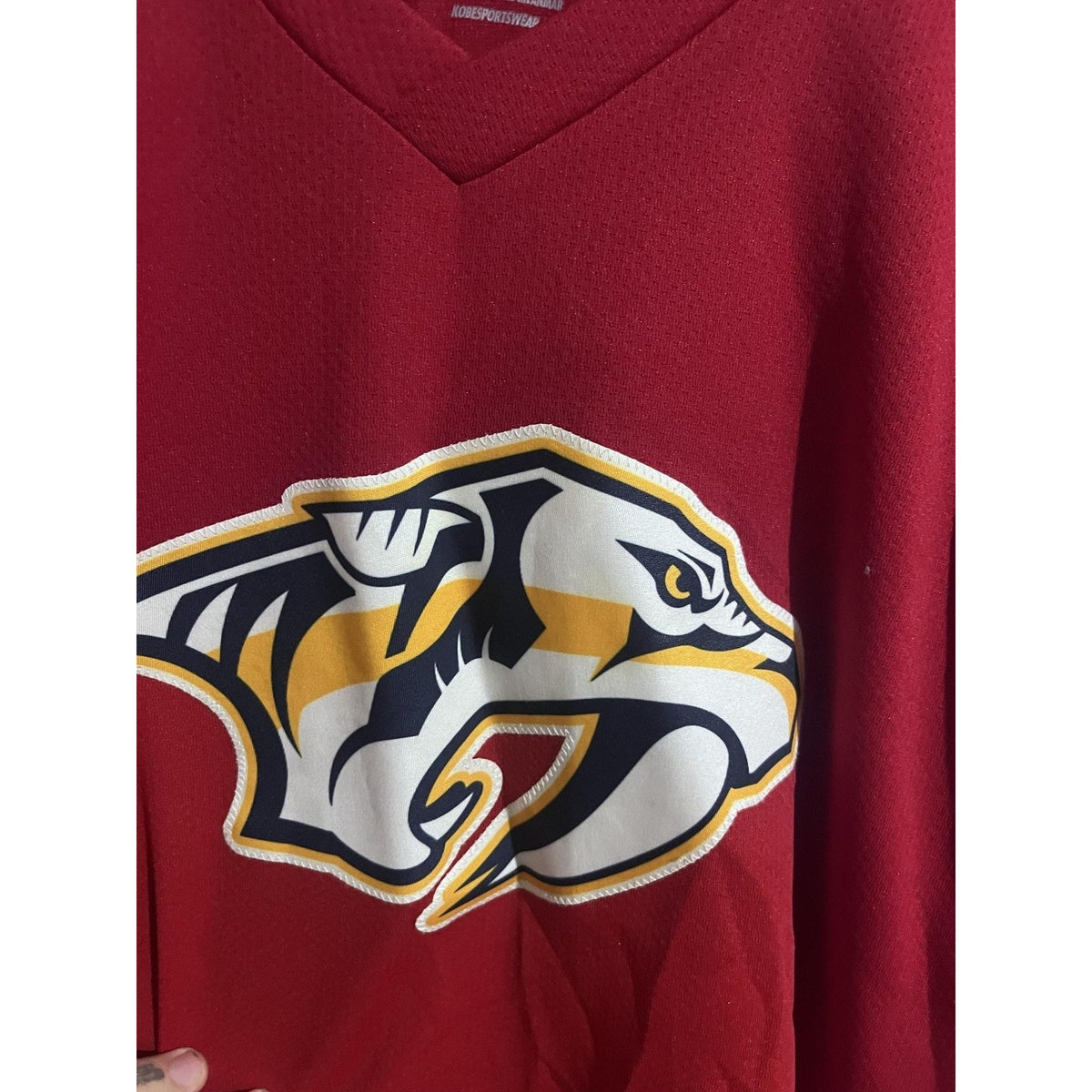 Kobe Sportswear Shirt Boys M Red Jersey V-Neck Hockey Mesh Tagless Logo