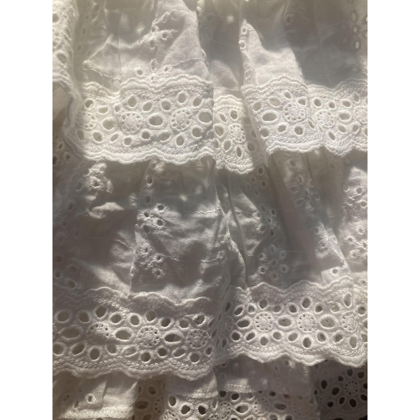 Pants Store Tank Top Womens M White Lace Eyelet Ruffle Tie Strap Boho Camisole