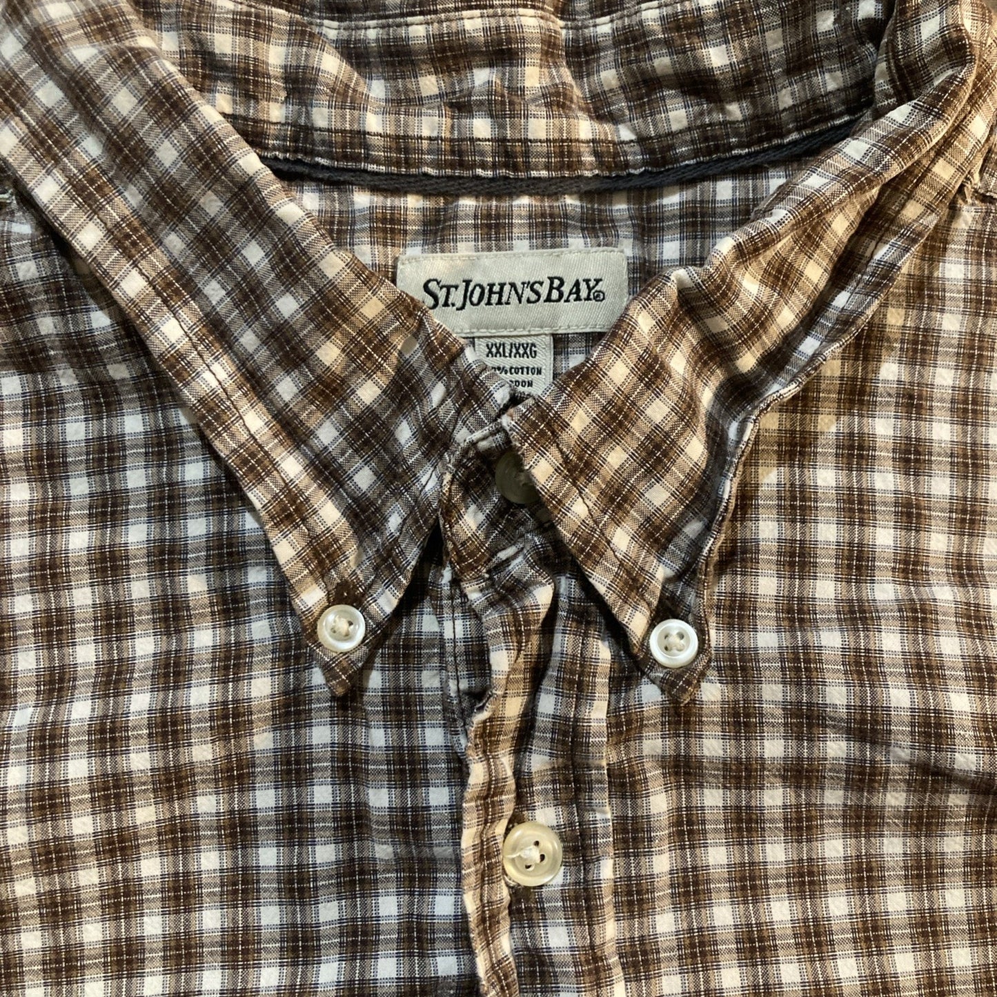 St. John's Bay Authentic Button-Up Shirt Men's Tall Size 2XL Multicolor Gingham