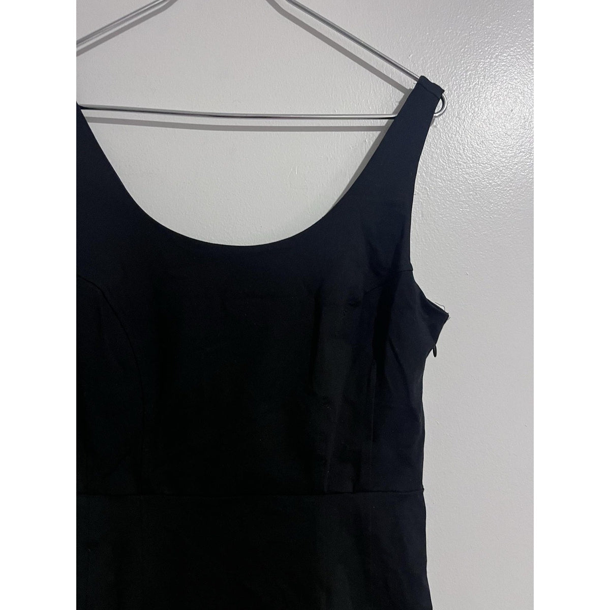 Donna Ricco New York Dress Womens L Black Sheath Midi Scoop Neck Lined Zip