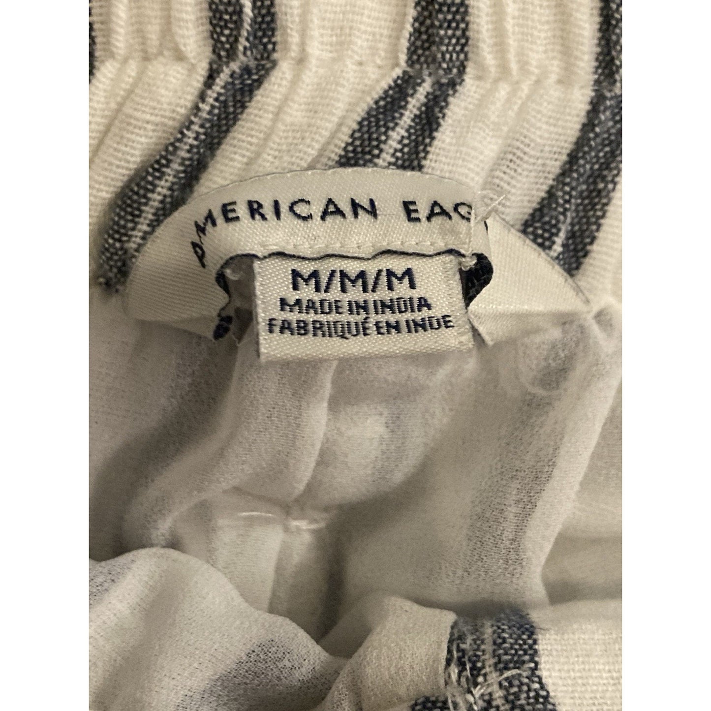 American Eagle Women's Striped Paperbag Pants Cuffed Tie Belt Pants Size M