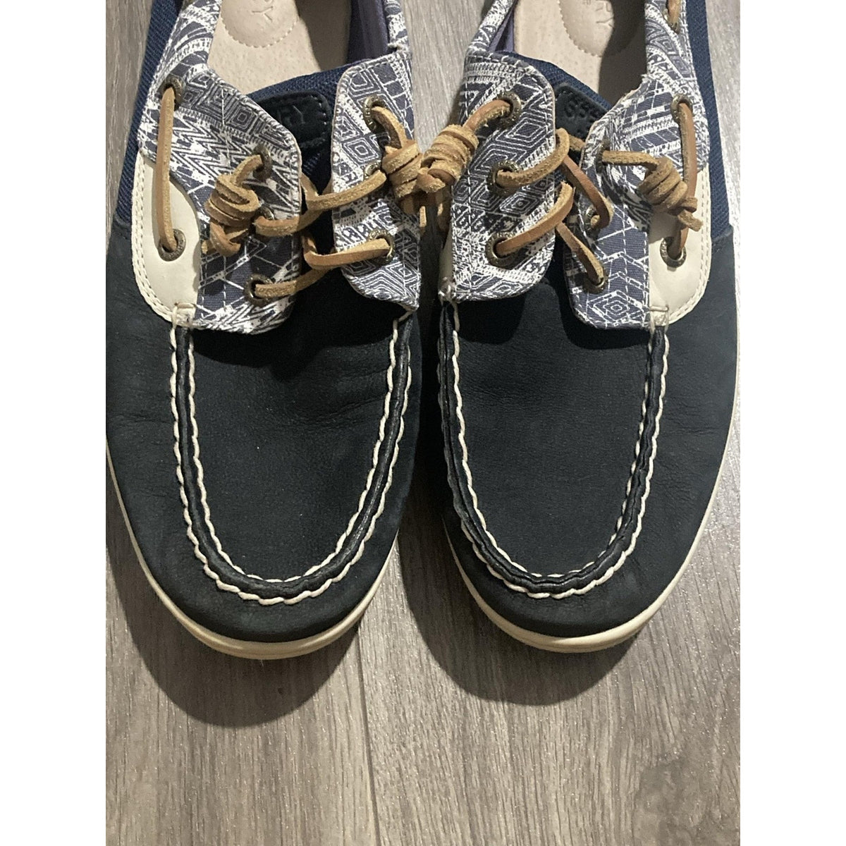 SPERRY Boat Shoe Womens 11M Blue Leather Canvas Comfort Non-Slip STS97218