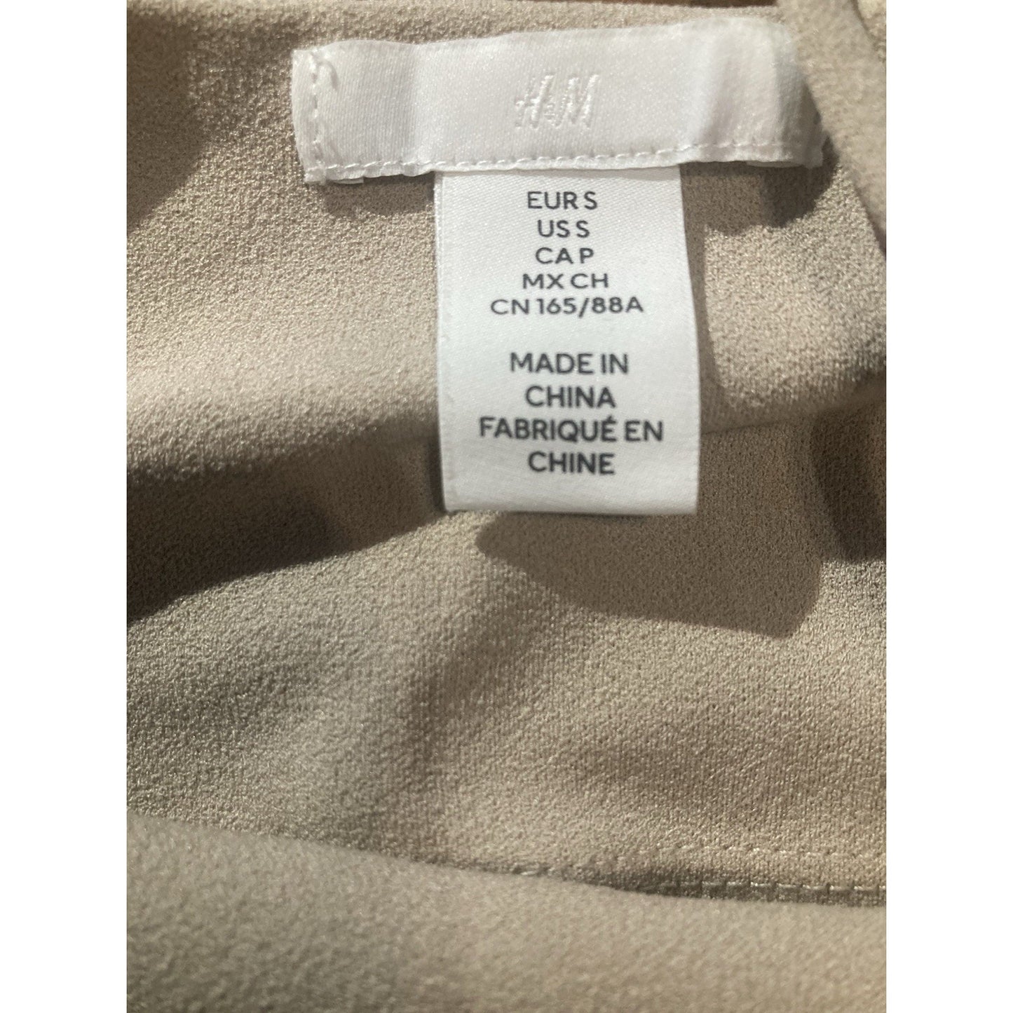 H&M Mini Dress Women S Tan Bodycon Spaghetti Strap Side Slit