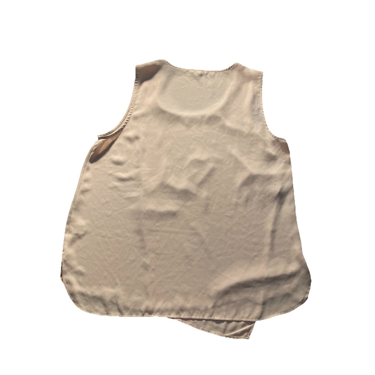 Classic Crossed Minimalist Pleione Beige Cream Sleeveless Blouse Size Large