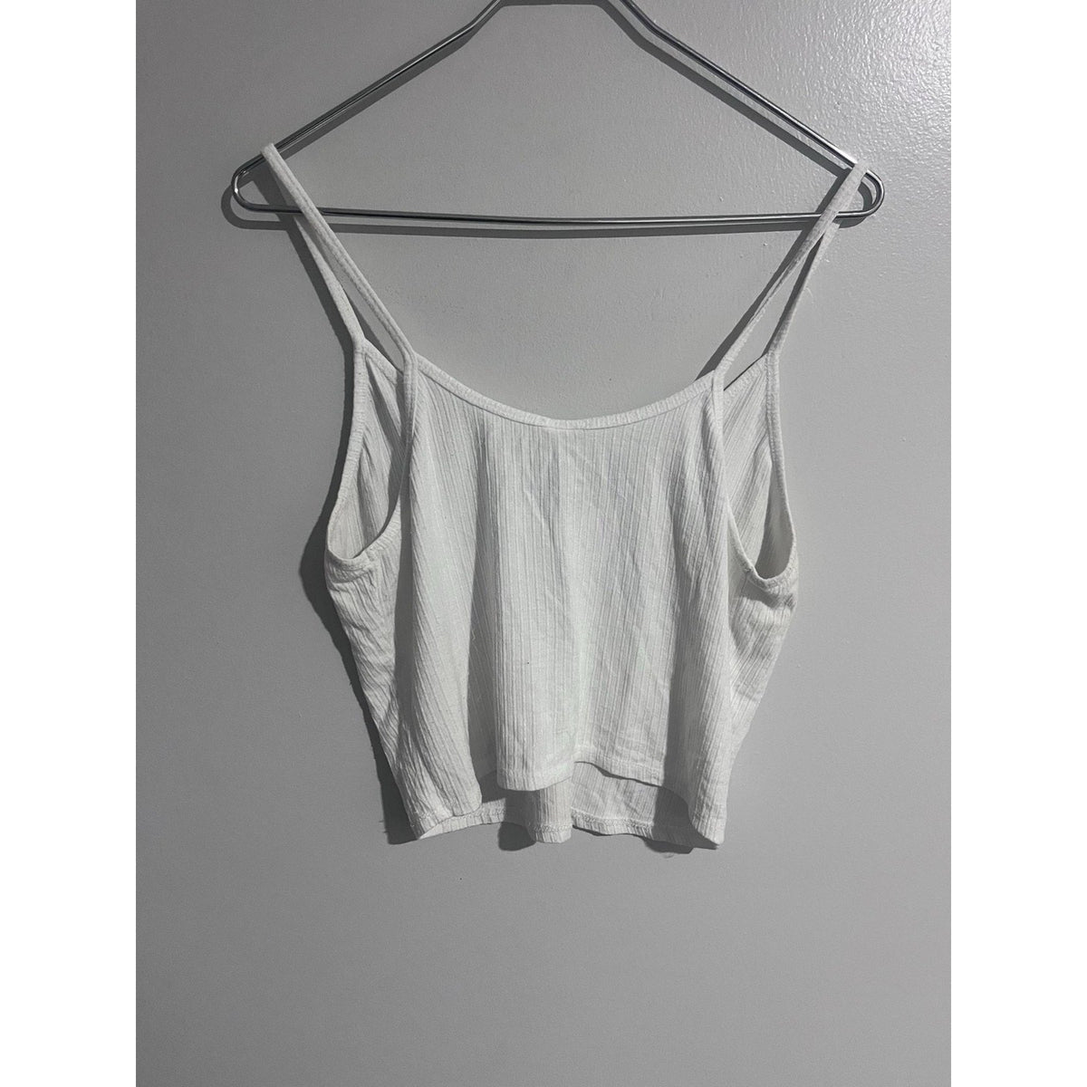 Destined Tank Womens XL White V-Neck Strappy Ribbed Knit Stretch Casual Summer