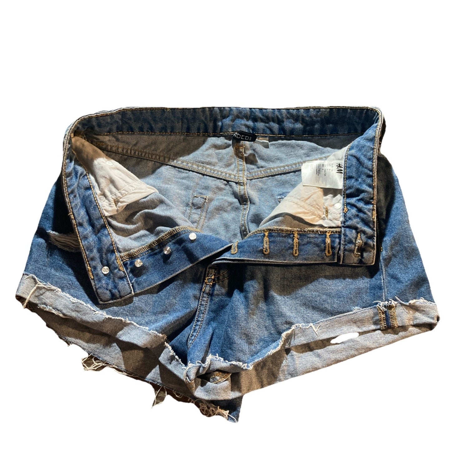 Divided by H&M Women's Denim Shorts Raw Hem Distressed Button Fly Size 6