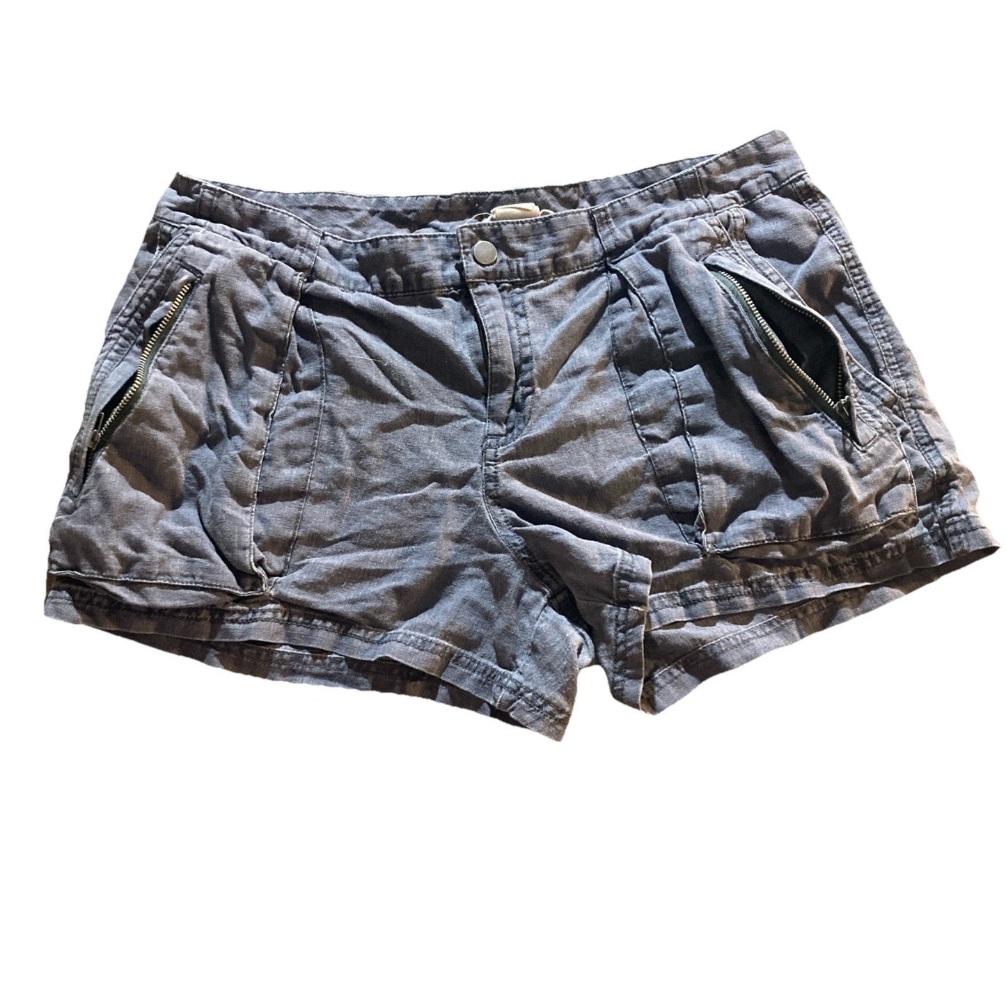 VTG Converse One Star Gray “washed” Shorts 8 Linen Blend Comfortable Push Button