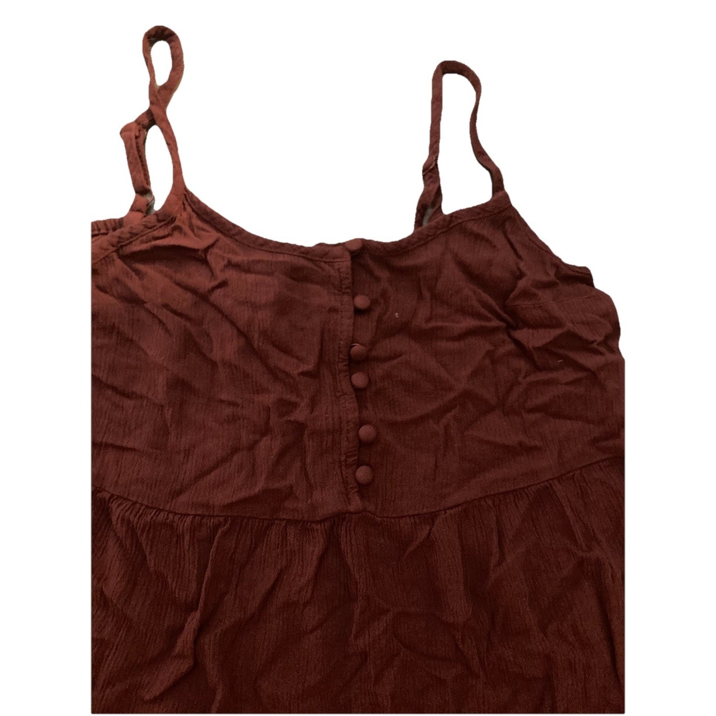 Y2K Mossimo Mini Dress Womens S Maroon Woven Sundress Sleeveless Boho Buttons