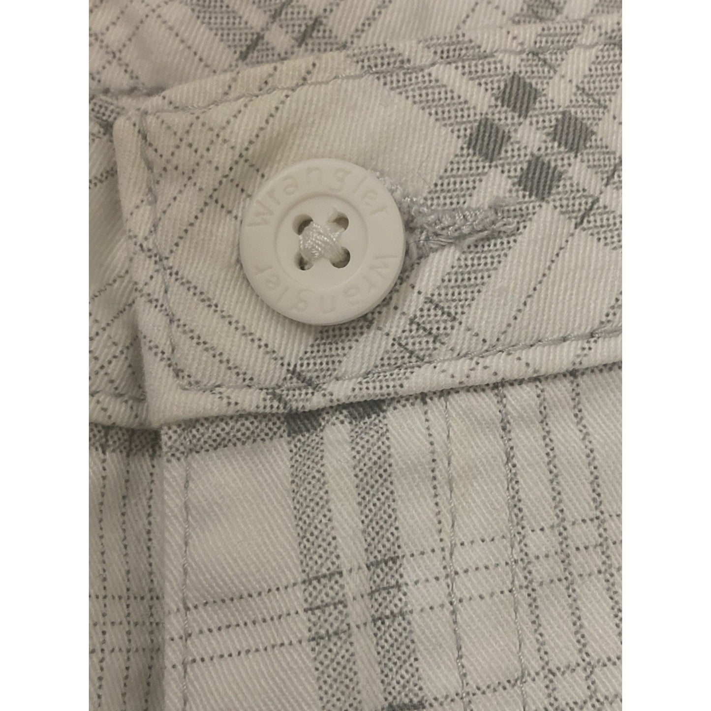 Wrangler Plaid Cargo Shorts Mens Sz 36 White Gray Utility Casual Outdoor Preppy