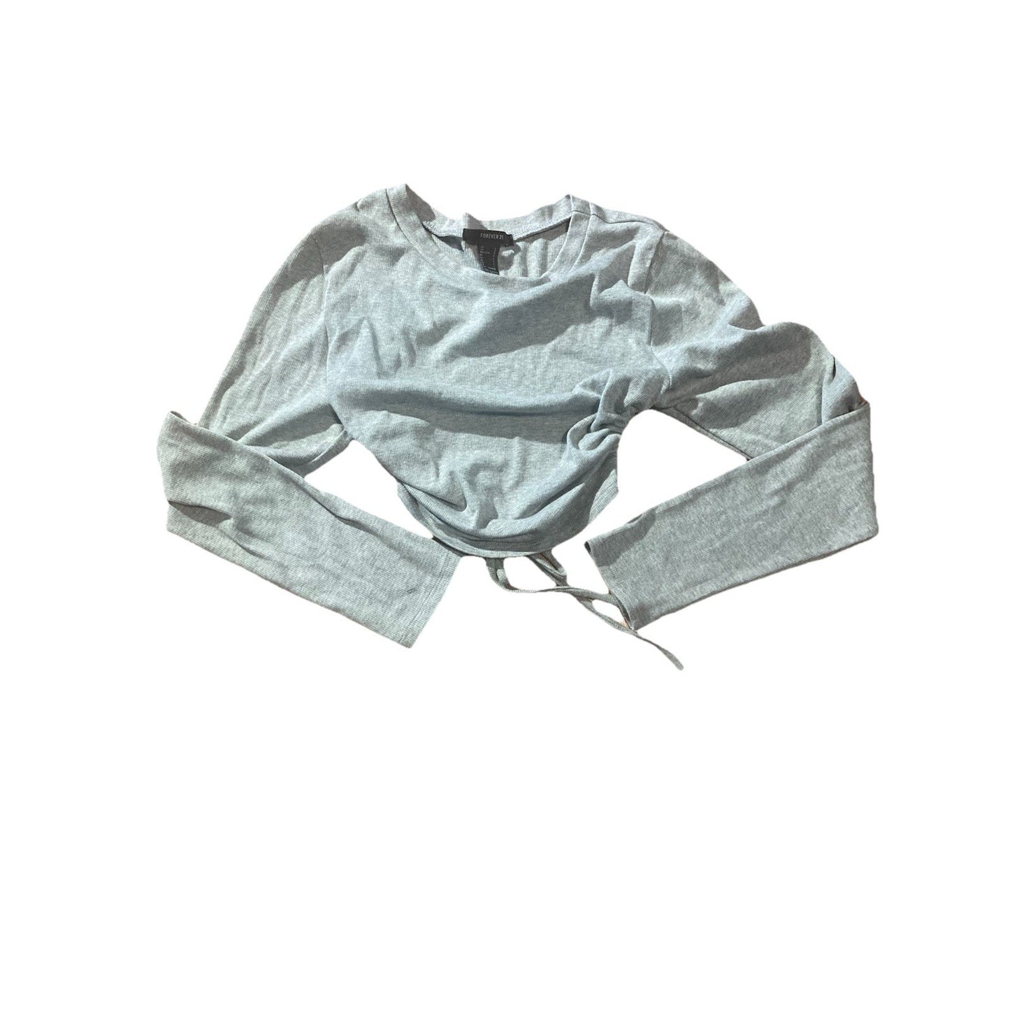 Women's Forever 21 Gray Long Sleeve Crop Top Shirt Size L Cinch Tie Backless