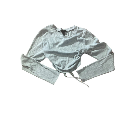 Women's Forever 21 Gray Long Sleeve Crop Top Shirt Size L Cinch Tie Backless