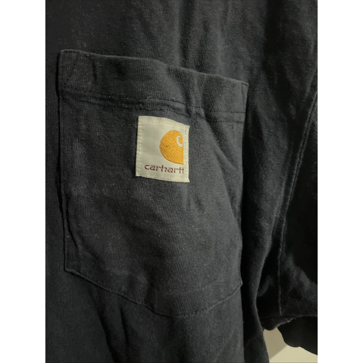 Carhartt Shirt Mens Large Navy Blue Pocket Tee Loose Fit Logo Workwear Casual