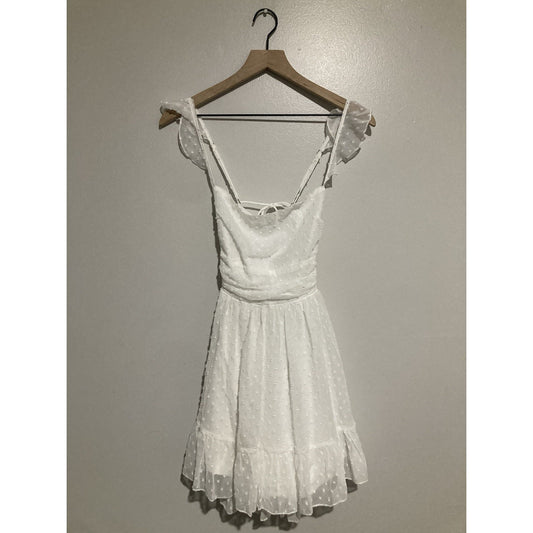 Lucy In The Sky White Dotted Dress Size XS Sleeveless Ruffle Fairycore Tie Back