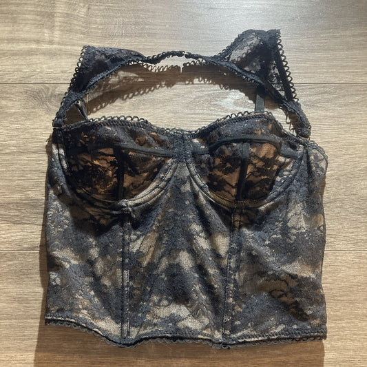 Lace Overlay Bralette Small Size 4 With Lace Accents Boned Corset Woman’s SHEIN