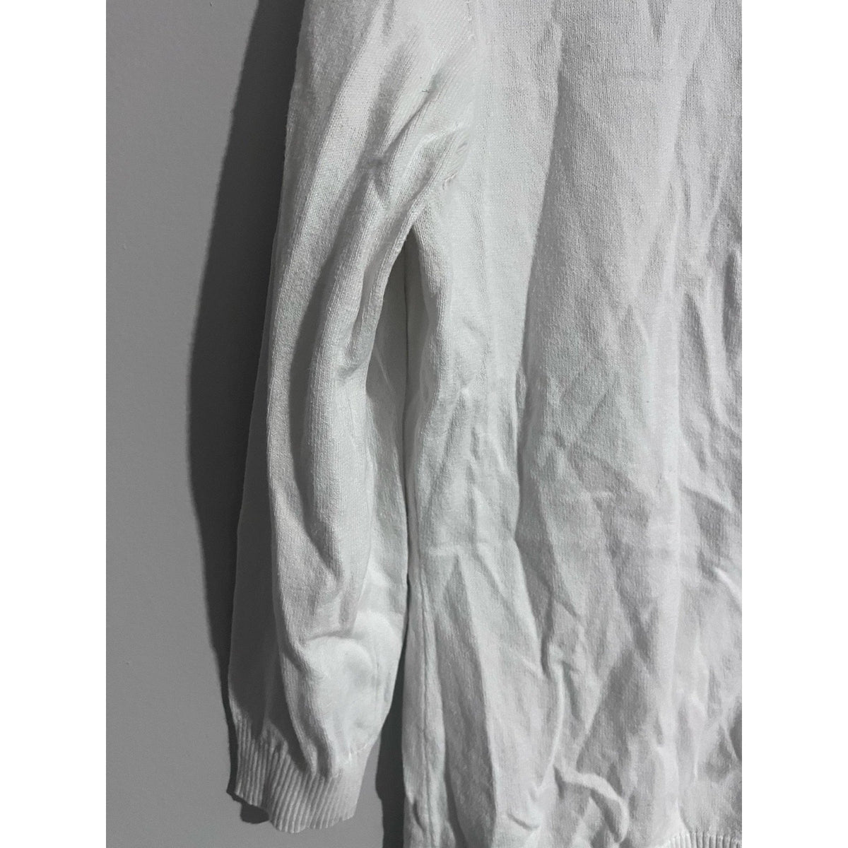 Van Heusen Cardigan Womens M White Lightweight Collarless Button Long Sleeve