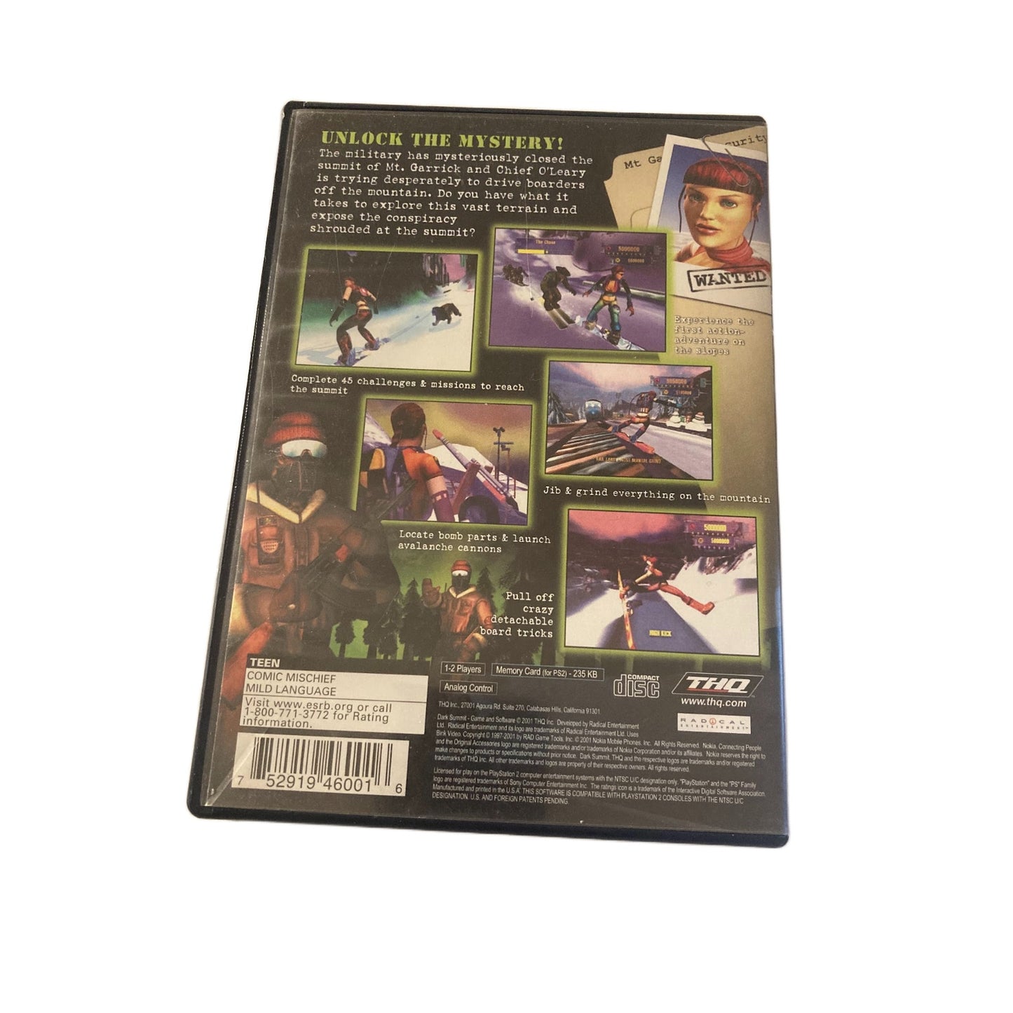 Dark Summit (Sony PlayStation 2 PS2) Complete w/ Manual