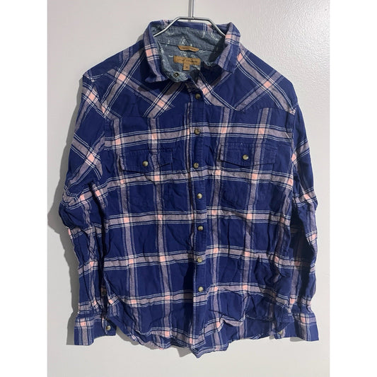 Jachs Girlfriend Western Shirt Womens M Pearl Snap Plaid Flannel Comfort Stretch