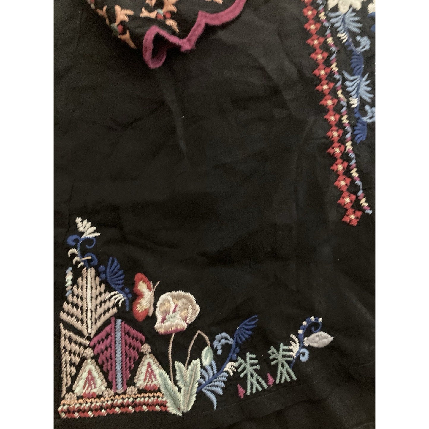 Johnny Was Flare Sleeve Embroidered Butterfly Tunic/Dress Size XS Bohemian