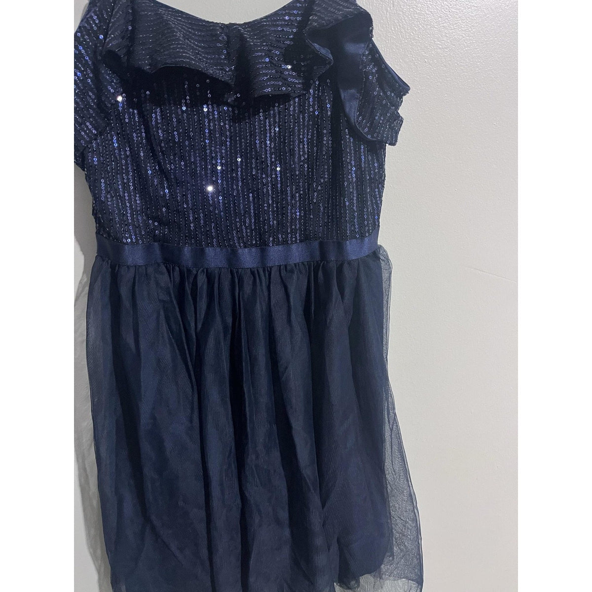 Wedtrend Dress Womens L Blue Fit & Flare Knee Length Sequin Off Shoulder
