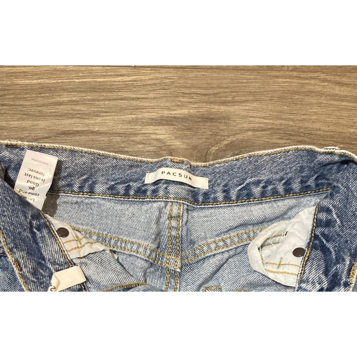 PacSun Straight Leg Jeans Womens 24 Blue Distressed High Rise Denim Light Wash