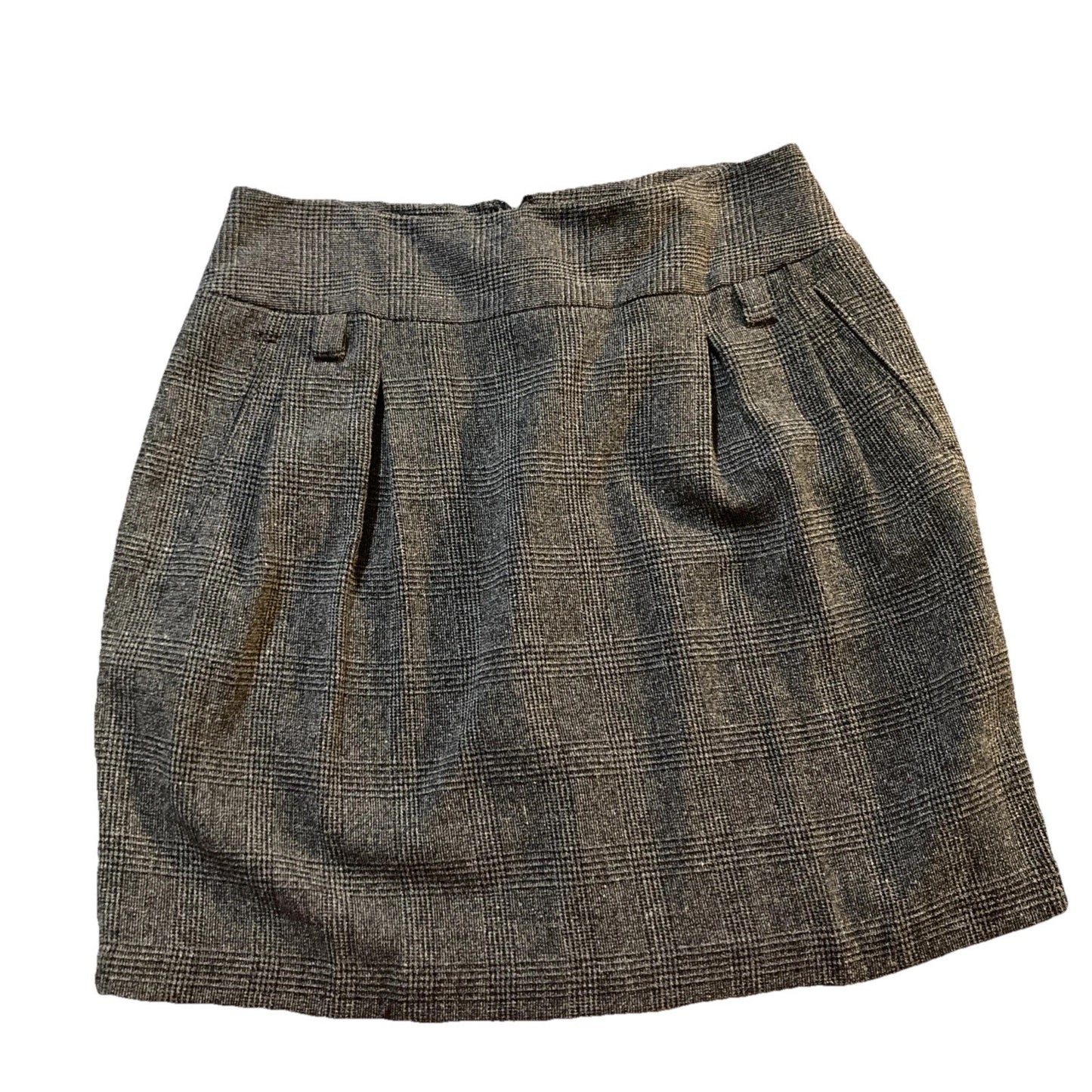 Y2K Librarian WORTHINGTON Pencil Skirt Stretch Size 14 Gray Black Plaid